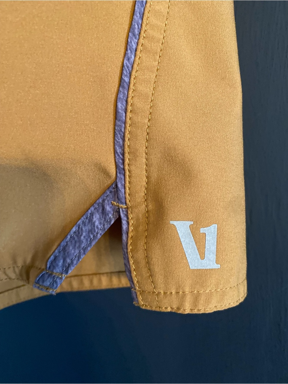 Vuori Men's Golden Mustard Swim Trunks with White Drawstring - Picture 2 of 5